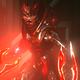 An alien soldier menaces with two vibrant energy swords.